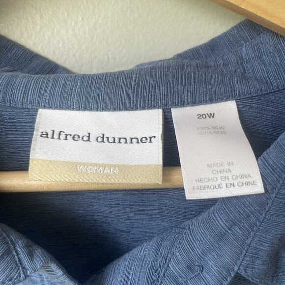 Alfred Dunner Women 100% Silk Shirt Plus‎ Size 20W Floral Office Beaded Blue - Picture 2 of 12